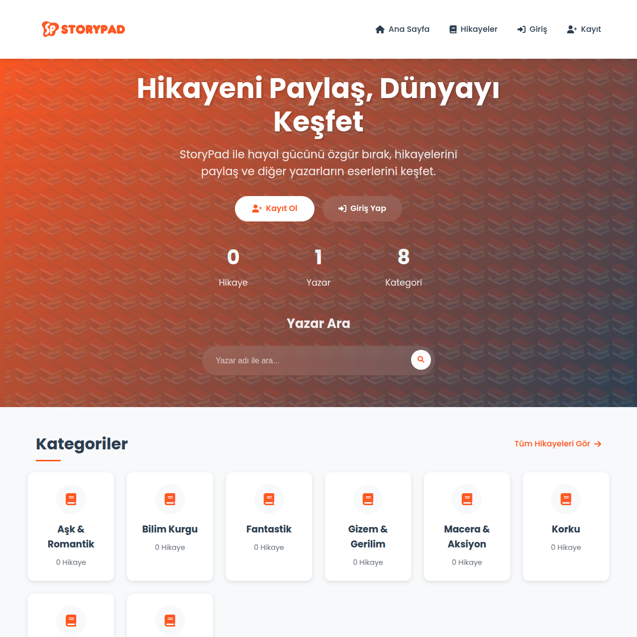 StoryPad - PHP Hikaye Yazma ve Sosyal Okuma Platformu Scripti - Ekran Görüntüsü 1