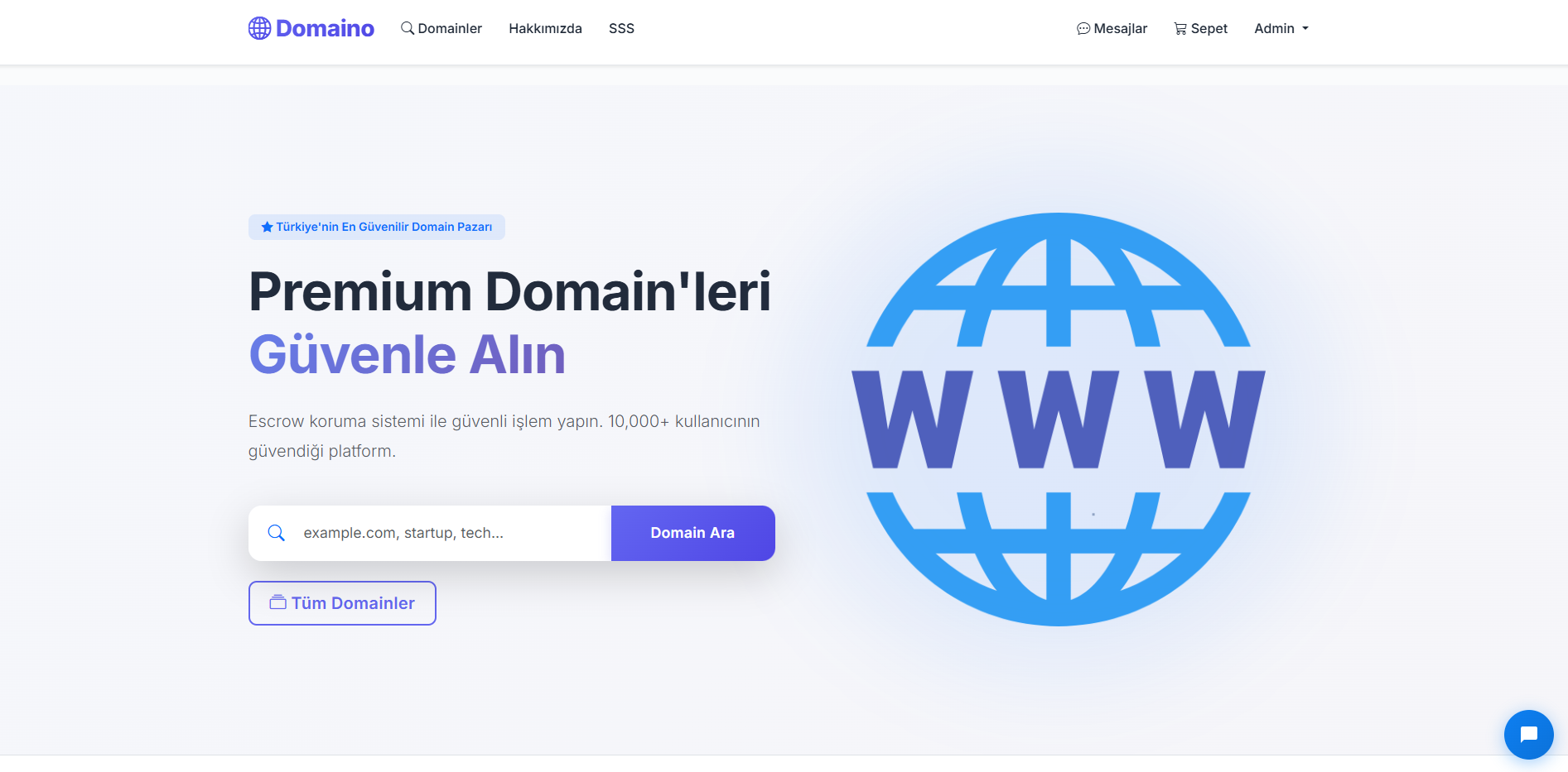 Domaino - Güvenilir ve Profesyonel Domain Marketplace Platformu - Ekran Görüntüsü 1